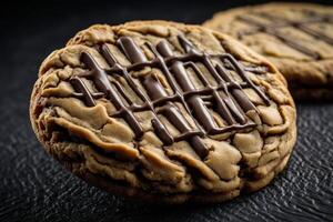 AI generated Drizzled Chocolate Peanut Butter Cookies photo