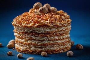 AI generated Almond Topped Waffle Stack photo