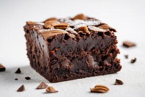 AI generated Gourmet Chocolate Brownie with Nuts photo