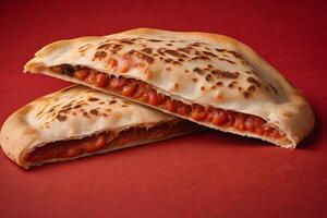 AI generated Traditional Stuffed Calzone with Marinara photo