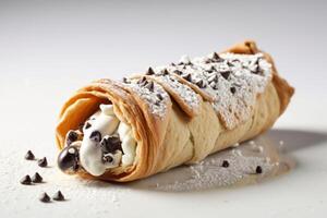 AI generated Artistic Shot of Chocolate Chip Cannoli photo