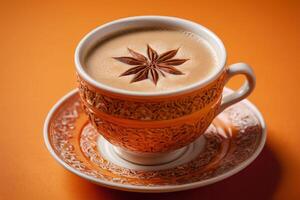 AI generated Milk Tea in Ornate Cup photo