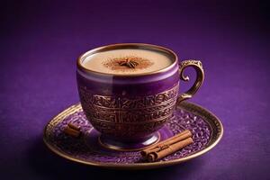 AI generated Luxurious Purple Chai Cup photo