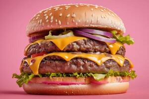 AI generated Grilled Cheesy Chicken Burger with Fresh Toppings photo