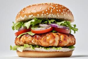 AI generated Classic Chicken Burger Close Up photo