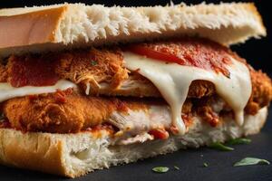 AI generated Chicken Parmesan Sandwich Melting Cheese photo