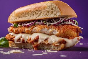 AI generated Crispy Chicken Sandwich with Purple Slaw photo