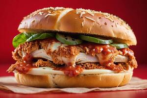 AI generated Chicken Fillet Burger with Jalapeno photo