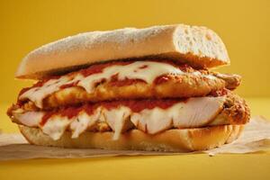 AI generated Cheesy Chicken Parmesan Sandwich photo