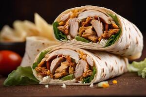 AI generated Chicken Wrap with Fresh Vegetables photo