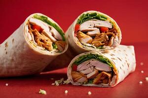 AI generated Healthy Chicken Wrap with Greens photo