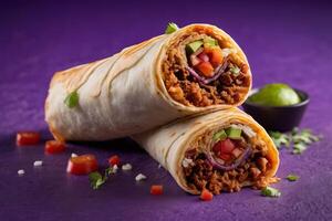 AI generated Beef Chimichanga with Vibrant Vegetables photo