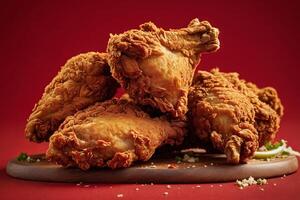AI generated Fried Chicken Drumsticks on Board photo