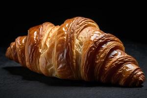 AI generated Artisanal Golden Croissant Single Shot photo