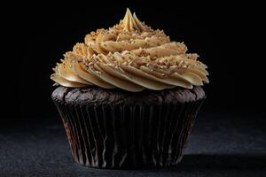 AI generated Rich Chocolate Cupcake with Peanut Butter Swirl photo