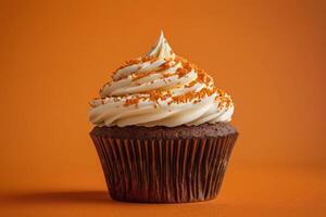 AI generated Coconut Cupcake with Creamy Orange Frosting photo