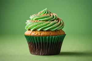 AI generated Green Mint Chocolate Cupcake with Sprinkles photo