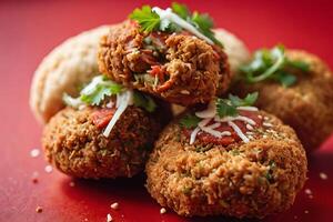AI generated Crispy Falafel in Pita Bread with Sauce photo
