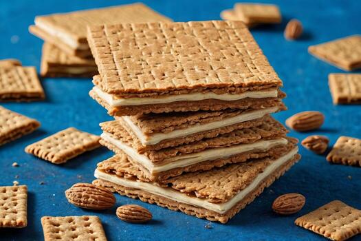 AI generated Layered Sandwich Biscuits with Cream Filling photo