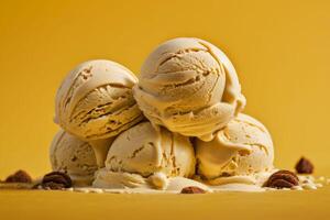 AI generated Melting Vanilla Ice Cream Scoops photo