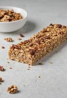 AI generated Oatmeal Nut Granola Bar on White photo