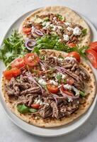 AI generated Traditional Lamb Gyro with Fresh Vegetables photo