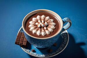 AI generated Artistic Hot Chocolate with Marshmallows photo