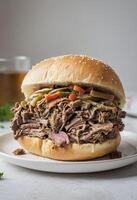 AI generated Classic Loaded Beef Sandwich photo