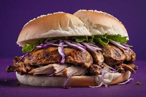 AI generated BBQ Chicken Ciabatta with Purple Slaw photo