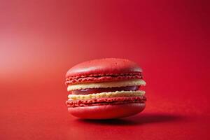 AI generated Vibrant Red Macaron Delicacy photo