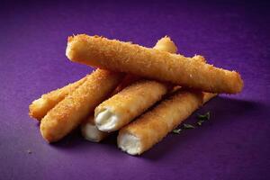 AI generated Golden Fried Cheese Sticks with Herbs photo