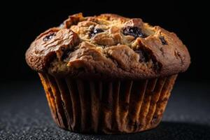 AI generated Chocolate Chip Muffin on Dark Background photo