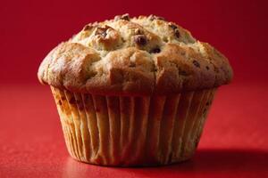 AI generated Freshly Baked Chocolate Chip Muffin photo