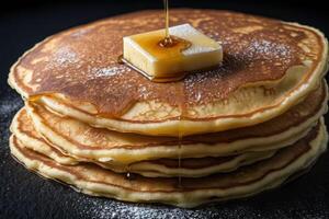 AI generated Syrup Drizzled Pancake Stack photo