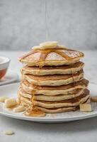 AI generated Tall Stack of Fluffy Pancakes photo