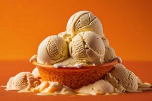 AI generated Creamy Peanut Butter Ice Cream Bowl photo