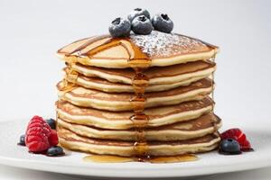 AI generated Classic Pancake Stack with Fresh Berries photo