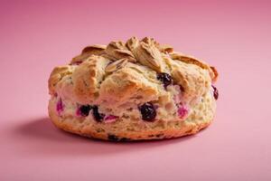 AI generated Creamy Blueberry Scone with Almond Toppings photo