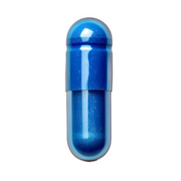 AI generated blue capsule pill isolated on transparent background ,generative ai png