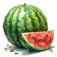 AI generated watercolor watermelon illustration isolated on transparent background ,generative ai png