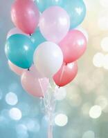 AI generated Colorful balloons decoration, party celebration concept photo