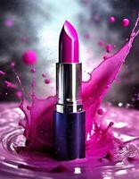 AI generated Bright red pink lipstick with a splash of red photo