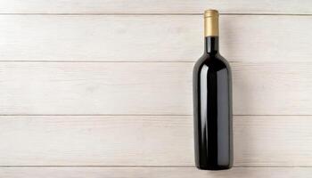 AI generated Vine bottle mockup on light background, winery template photo