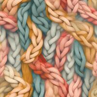 AI generated seamless texture of knitted colored wool material, neural network generated image photo