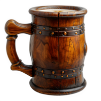 AI generated wooden beer mug isolated on transparent background ,generative ai png