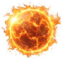 AI generated round sun isolated on transparent background ,generative ai png