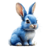 AI generated illustration of a blue rabbit isolated on transparent background ,generative ai png