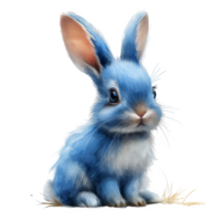 AI generated illustration of a blue rabbit isolated on transparent background ,generative ai png