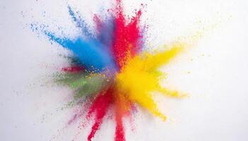 Colorful powder splash on white background photo