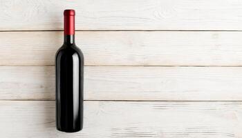 AI generated Vine bottle mockup on light background, winery template photo